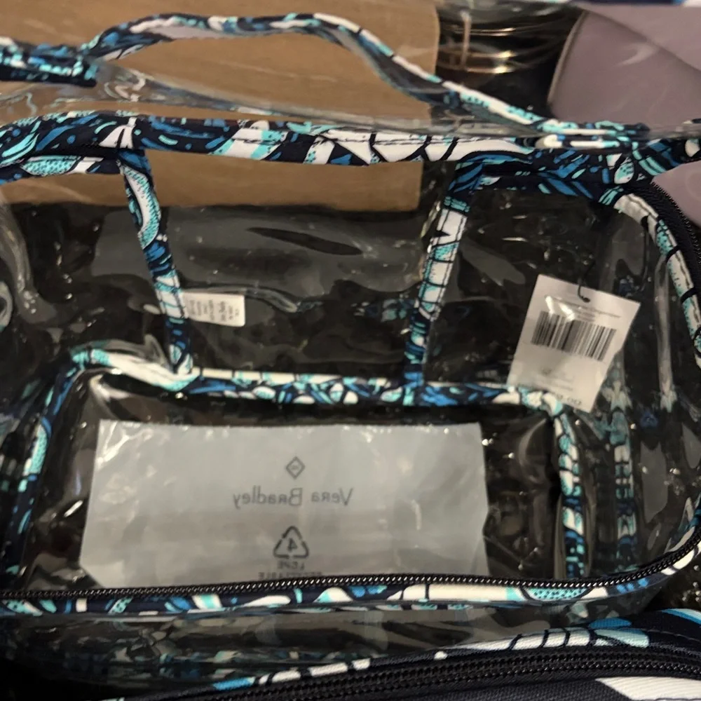 Vera Bradley Navy & Teal Floral 4 pc cosmetic Pouch Set. NWT - Picture 8 of 10